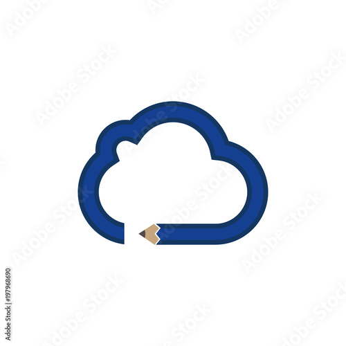 Cloud Pencil Logo Icon Design