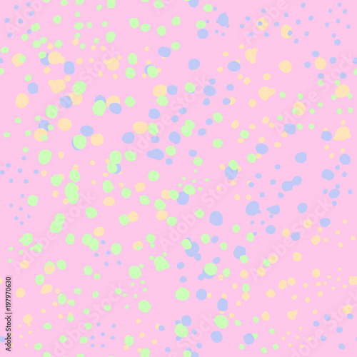 Spring Tender Colorful Seamless Pattern. Circles, Spots and Dots Endless Textures. Perfect for Pastel Background and Surface Design.