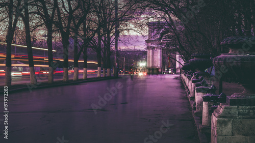 Beautiful photo of the central street in the center of Chisinau photo