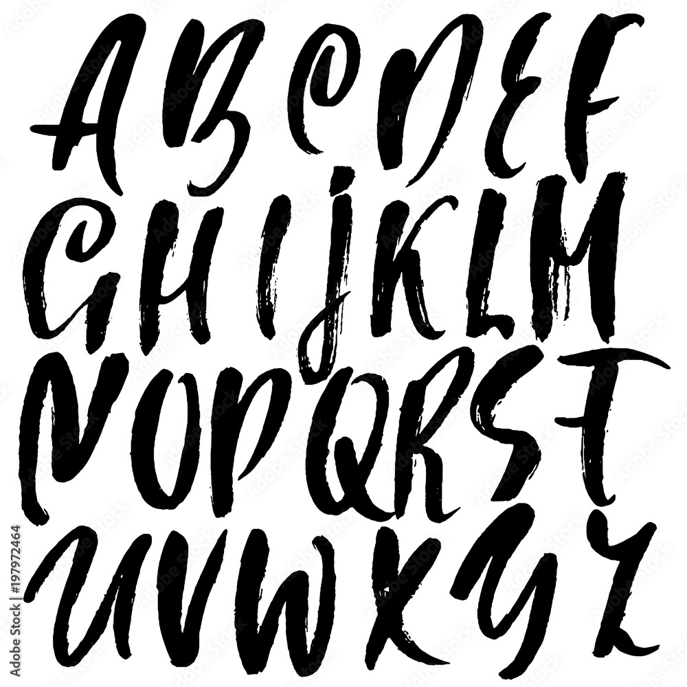Handdrawn dry brush font. Modern brush lettering. Grunge style alphabet. Vector illustration. Handdrawn dry brush font. Modern brush lettering. Grunge style alphabet. Vector illustration.