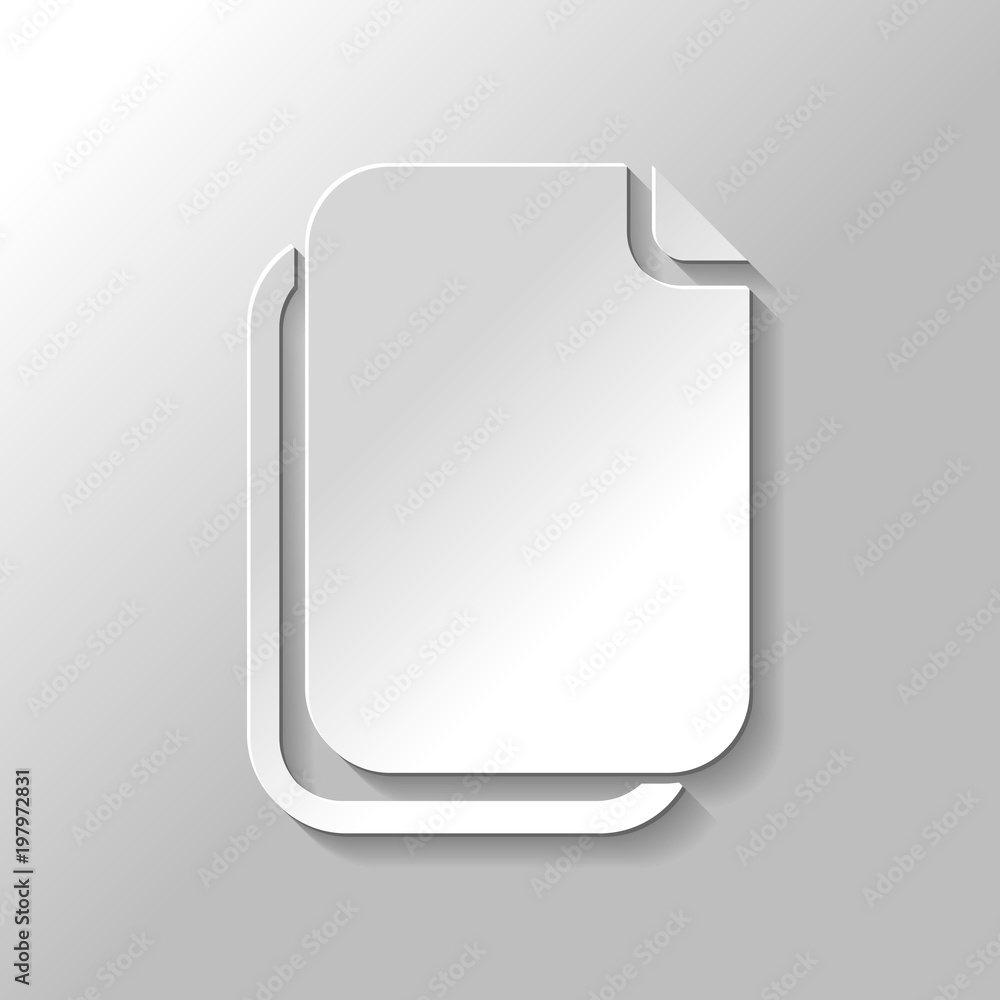 document simple icon. Paper style with shadow on gray background document simple icon. Paper style with shadow on gray background