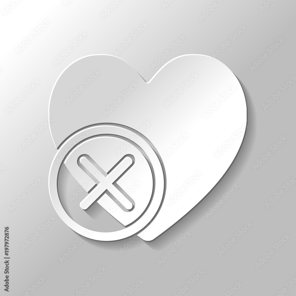 heart with cross. simple silhouette. Paper style with shadow on gray background heart with cross. simple silhouette. Paper style with shadow on gray background