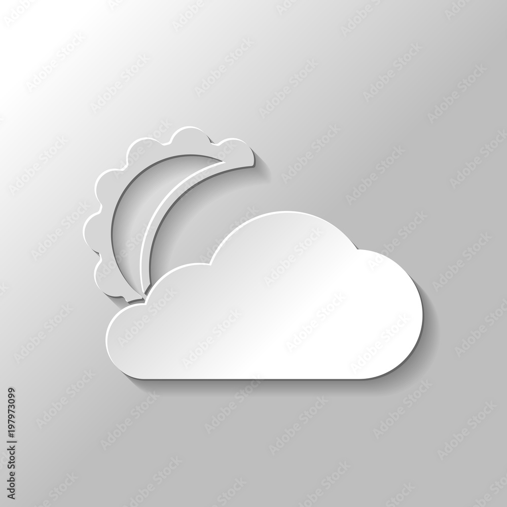 moon and cloud. simple silhouette. Paper style with shadow on gray background moon and cloud. simple silhouette. Paper style with shadow on gray background
