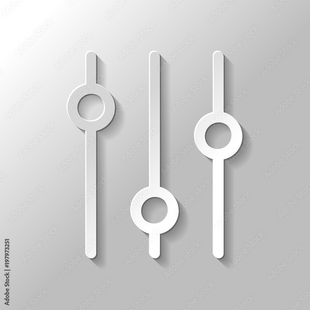 setting. simple icon. Paper style with shadow on gray background setting. simple icon. Paper style with shadow on gray background