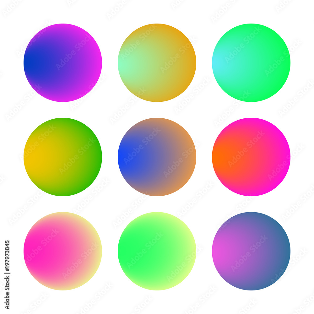 Trendy soft color round gradient set with abstract backgrounds. Vector illustration.