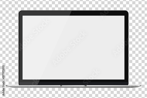 Modern glossy laptop isolated on transparent background. Vector illustration.
