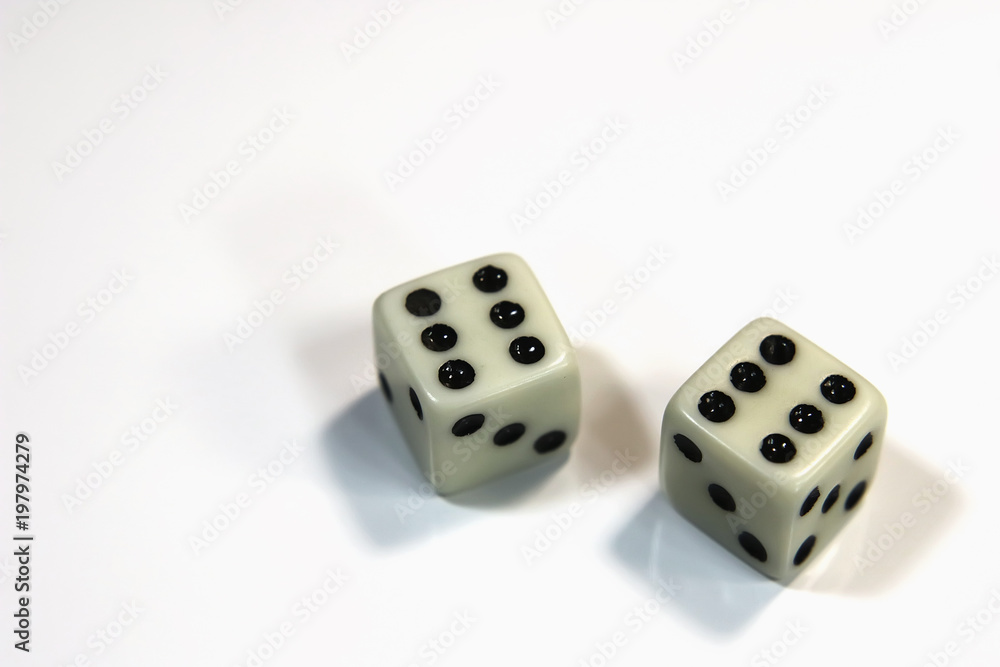 two dice on a white background. two dice on a white background.