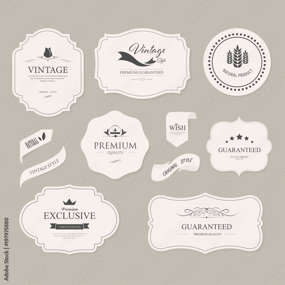 set of vintage label and badges old fashion. banner illustration vector.