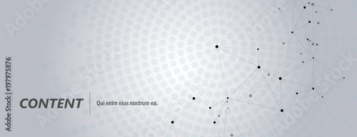 Geometric grey background connected molecule with line and dots