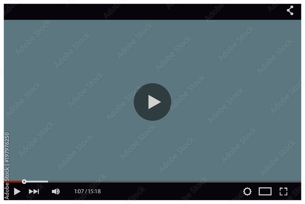 Video player mockup. Black flat template for web and mobile apps design. Vector illustration. Video player mockup. Black flat template for web and mobile apps design. Vector illustration.