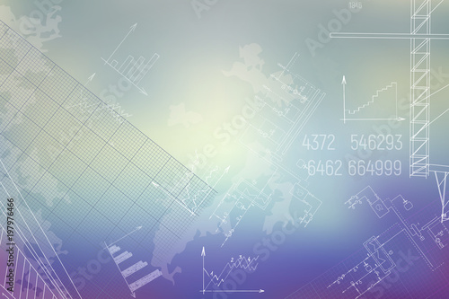 Technical blueprint vector illustration. Modern technology diagram. Boiler room plan.