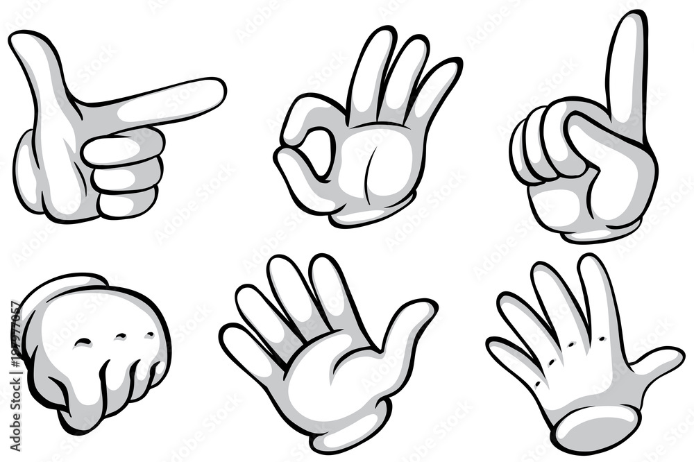 Fotografie Hands in white glove doing six actions