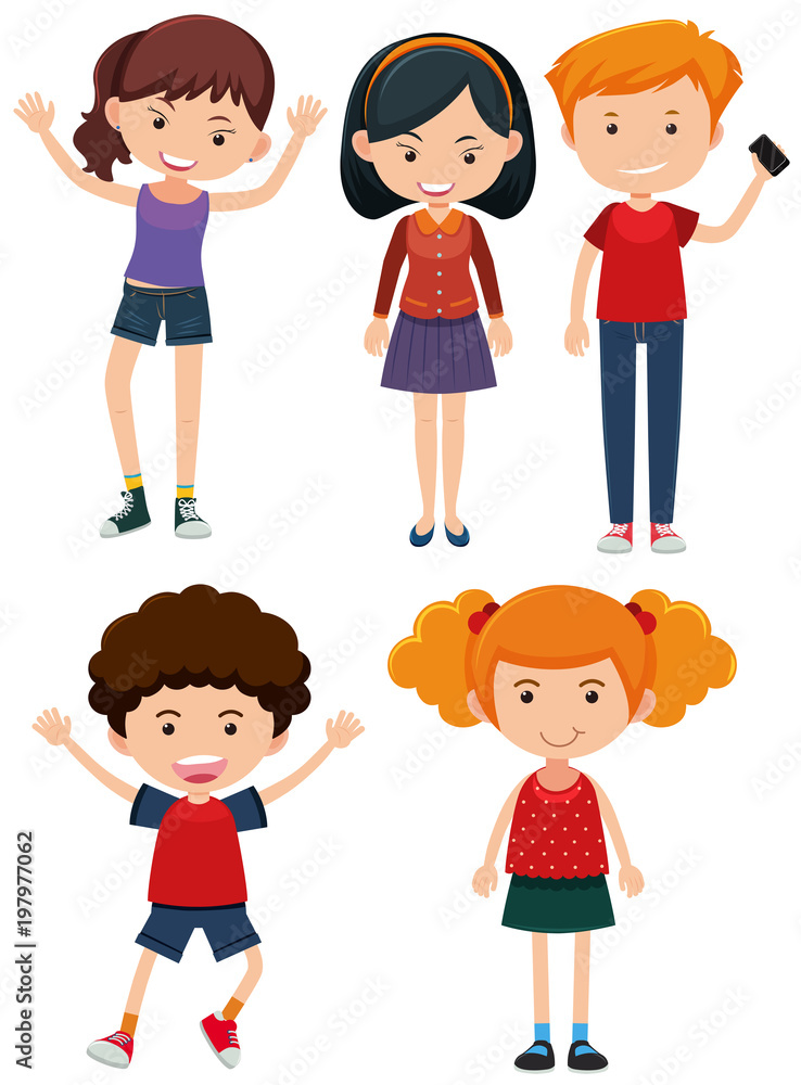 Boys and girls with happy face Boys and girls with happy face