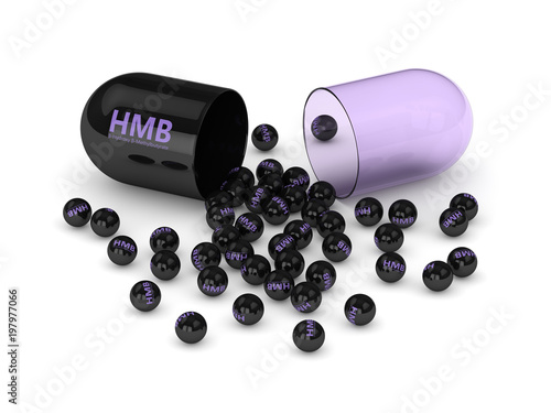 3d render of HMB pill with granules photo