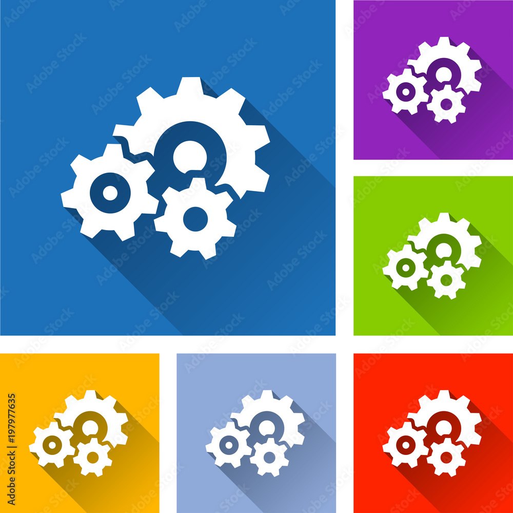 gears icons with long shadow gears icons with long shadow