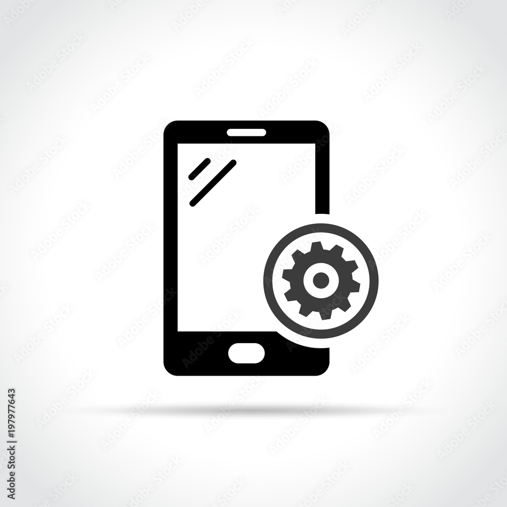 mobile phone and gear icon concept mobile phone and gear icon concept