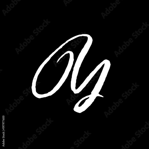 Letter Y. Handwritten by dry brush. Rough strokes textured font. Vector illustration. Grunge style elegant alphabet.