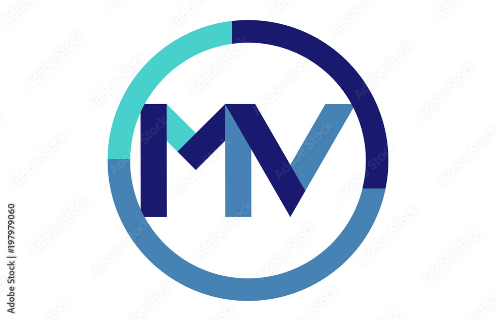 MV Global Blue Ribbon letter Logo MV Global Blue Ribbon letter Logo