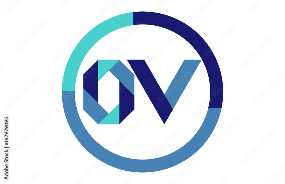 OV Global Blue Ribbon letter Logo OV Global Blue Ribbon letter Logo