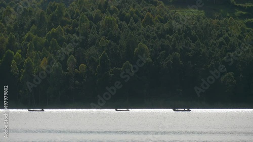 Boats on lake Bunyonyi, Uganda  photo
