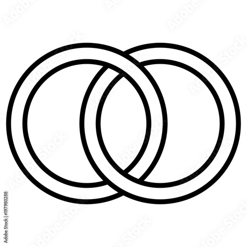 Interlocking circles icon sign,  outline rings. Circles, rings wedding concept icon symbol