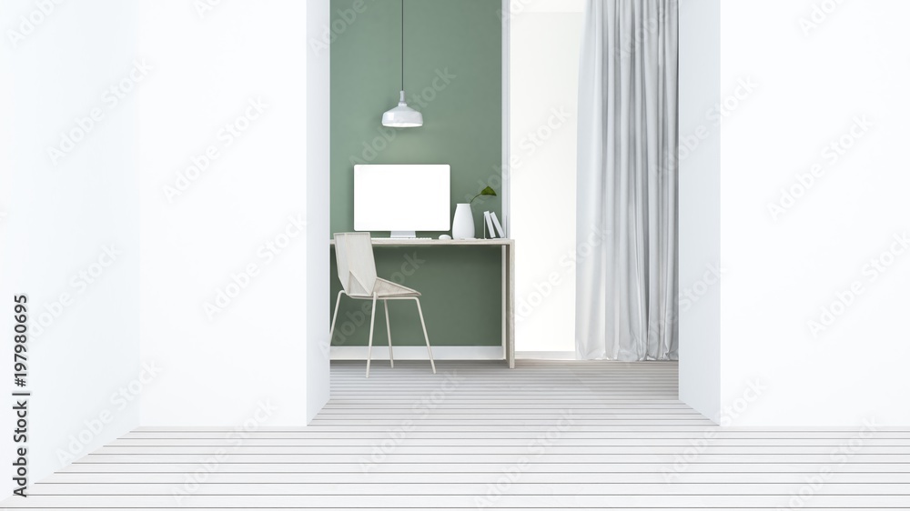 Work space interior background in hotel - 3d rendering minimal japanese Work space interior background in hotel - 3d rendering minimal japanese