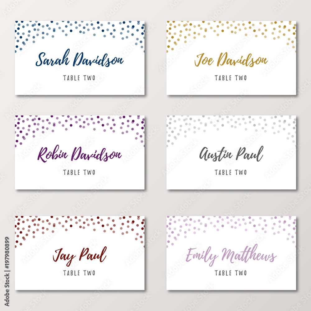 Confetti Wedding Place Cards
