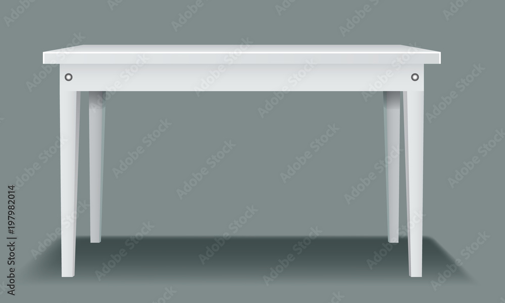 White empty table with four legs and side view. White empty table with four legs and side view.
