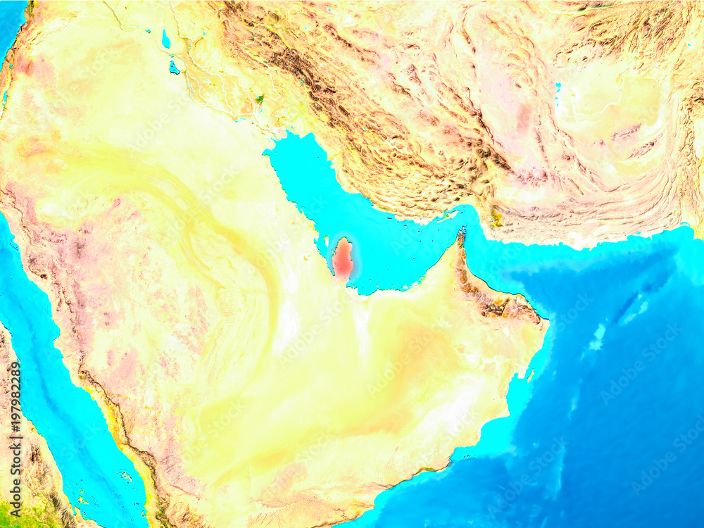 Fototapeta premium Qatar in red on Earth