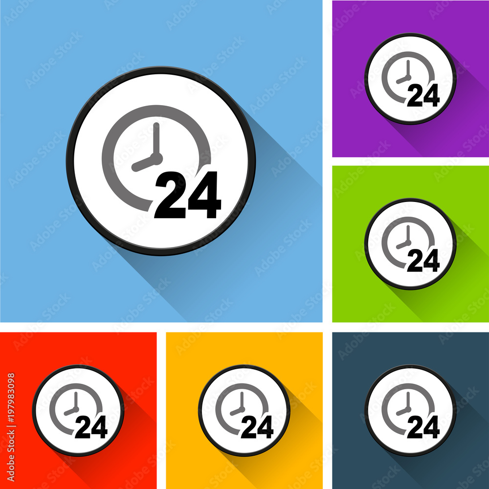time icons with long shadow time icons with long shadow