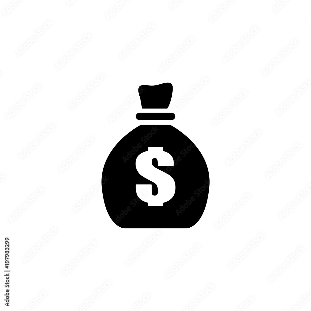 Money Bag. Flat Vector Icon. Simple black symbol on white background Stock Vector Adobe Stock