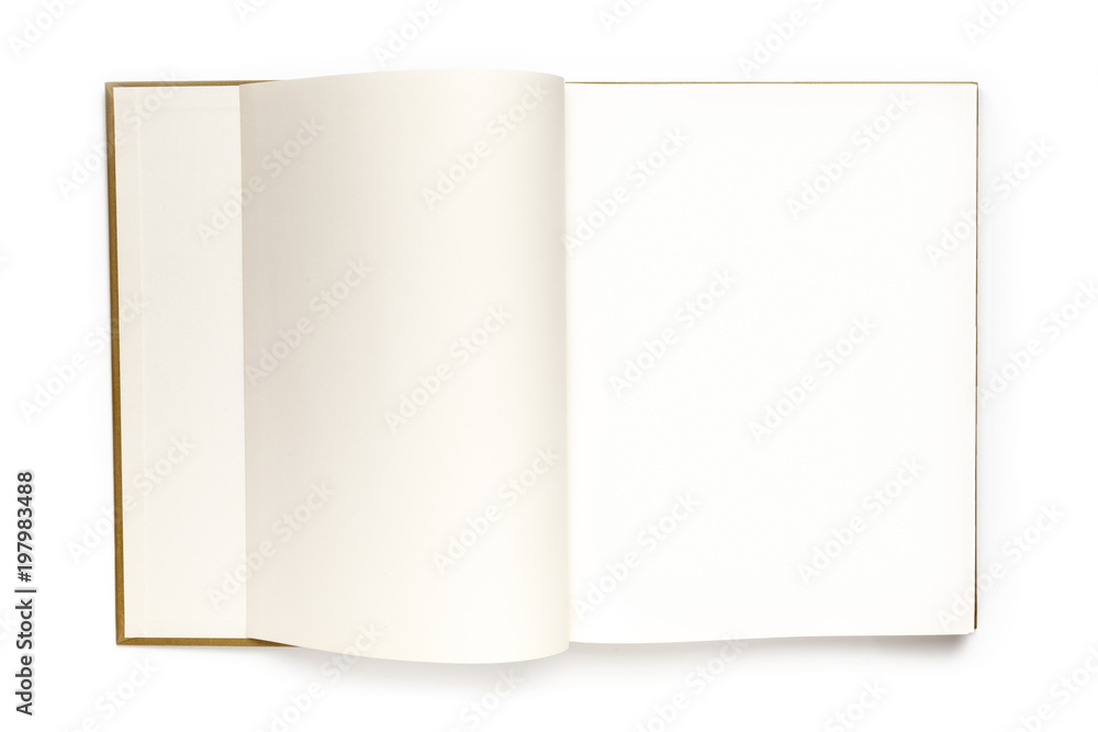 Open book (notebook) with white blank sheets. Isolated on white background Open book (notebook) with white blank sheets. Isolated on white background