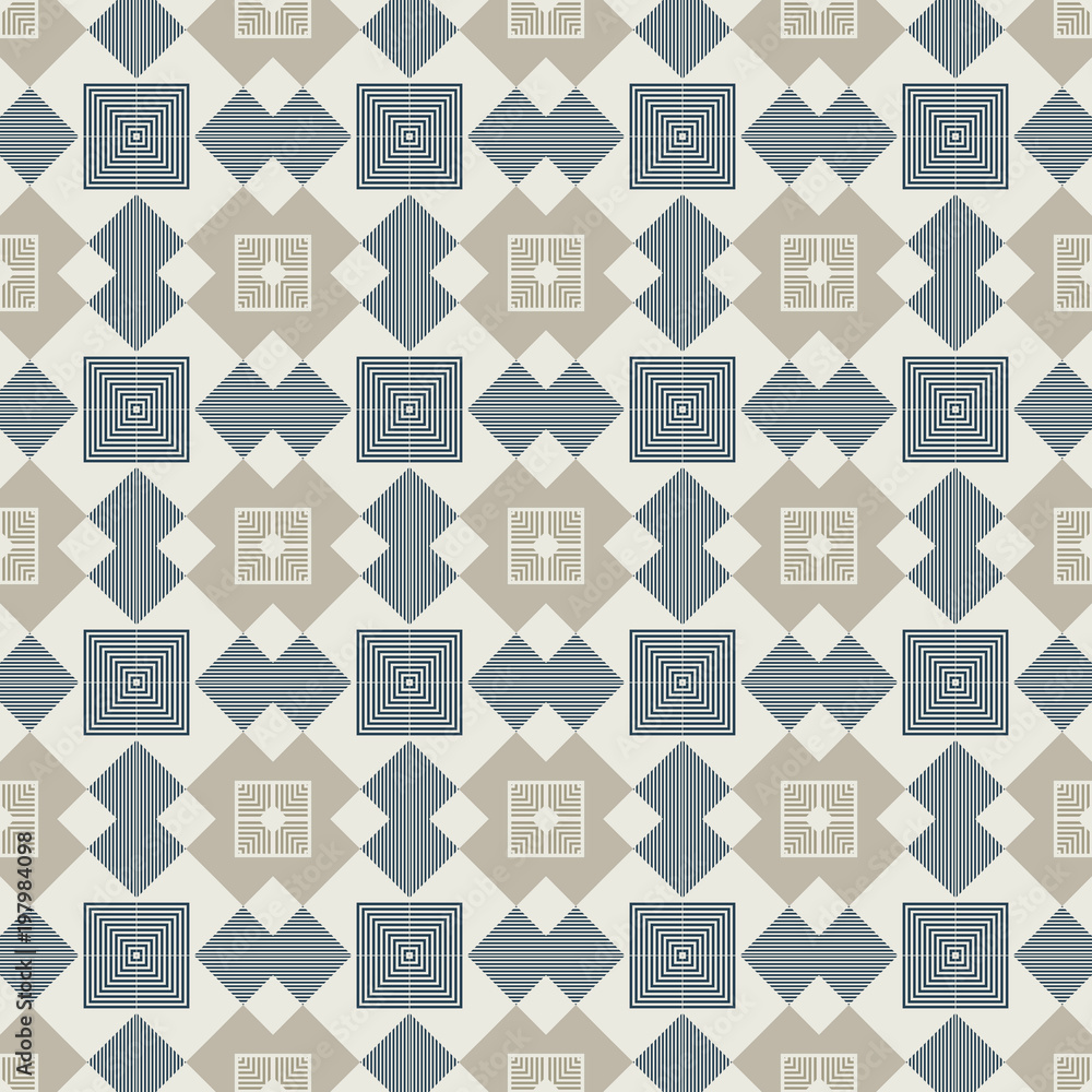 Violet geometric pattern in repeat. Fabric print. Seamless background, mosaic ornament, ethnic style. Violet geometric pattern in repeat. Fabric print. Seamless background, mosaic ornament, ethnic style.