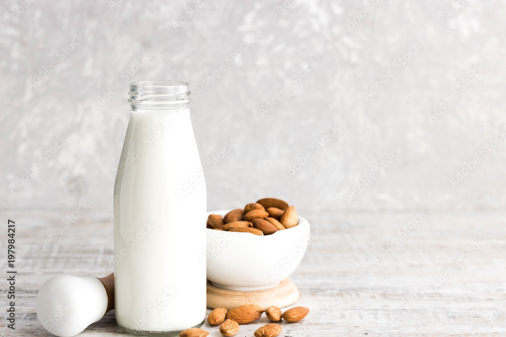 Almond milk in a bottle Almond milk in a bottle