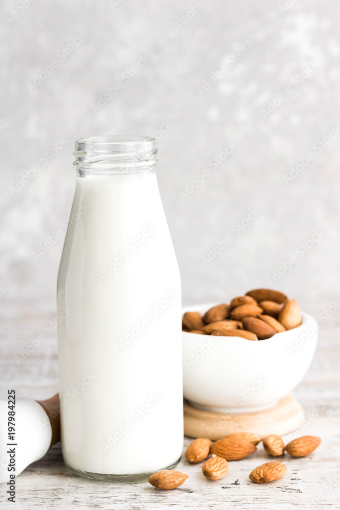 Almond milk in a bottle Almond milk in a bottle