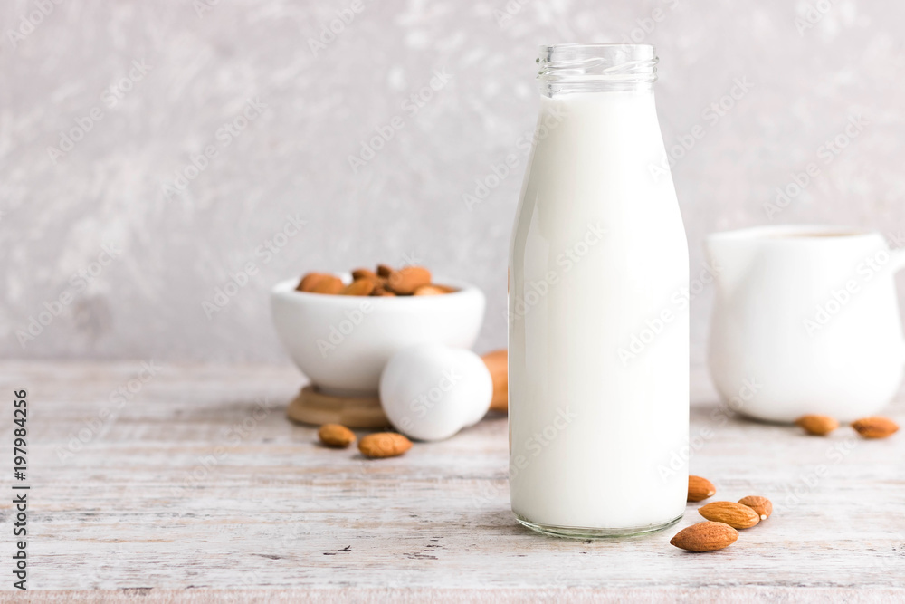 Almond milk in a bottle Almond milk in a bottle