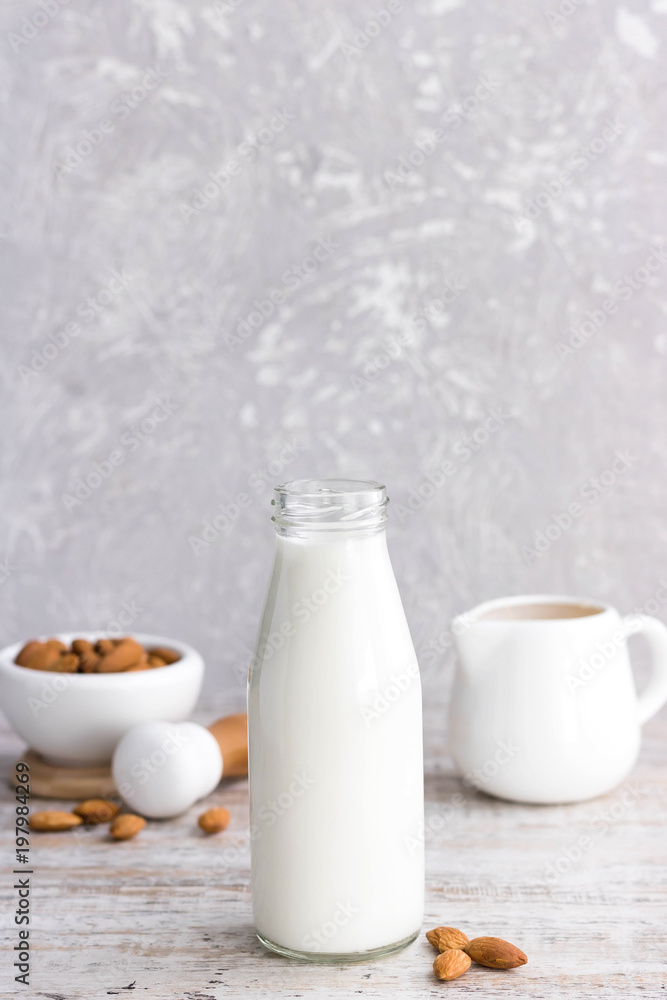 Almond milk in a bottle Almond milk in a bottle