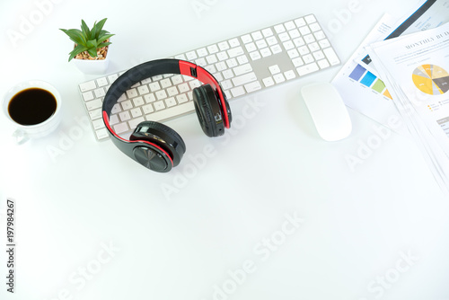 White Workspace with keyboard and mouse