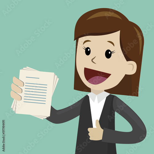 Businesswoman has a lot of jobs. Job is finished successfull