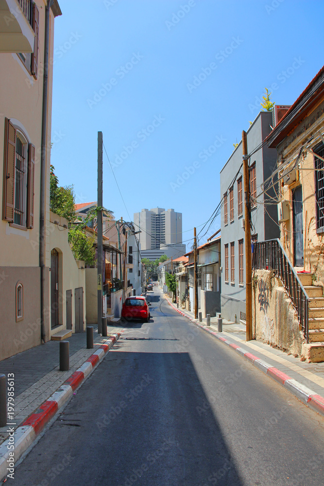 Street in Tel Aviv on a sunny summer day