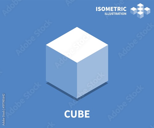 Cube icon, vector illustration in flat isometric 3D style.