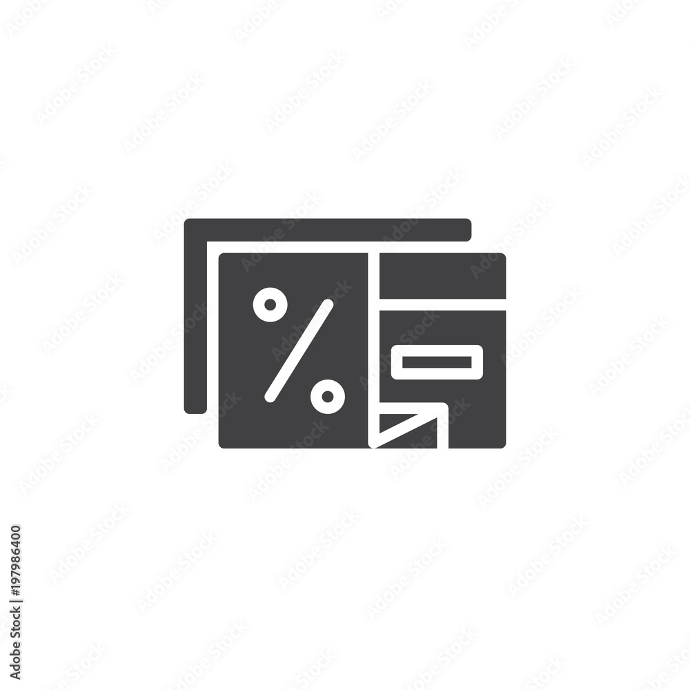 Discount card vector icon. filled flat sign for mobile concept and web design. Percent coupon simple solid icon. Symbol, logo illustration. Pixel perfect vector graphics Discount card vector icon. filled flat sign for mobile concept and web design. Percent coupon simple solid icon. Symbol, logo illustration. Pixel perfect vector graphics