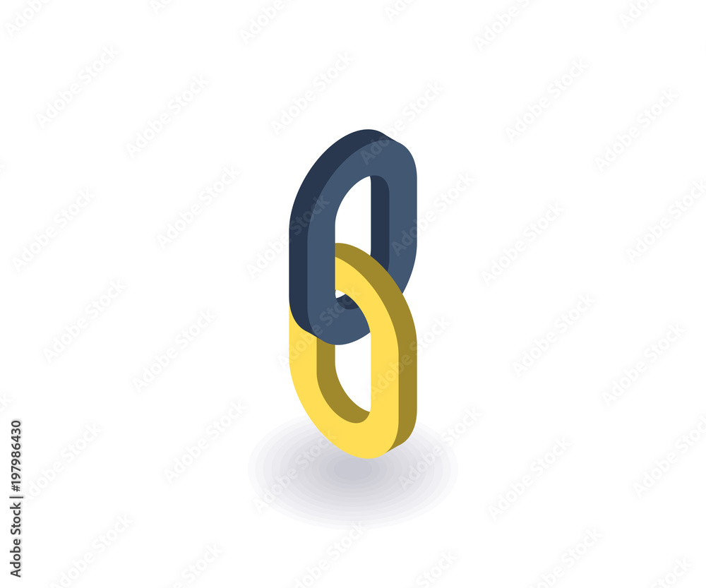 Chain icon, vector illustration in flat isometric 3D style. Chain icon, vector illustration in flat isometric 3D style.