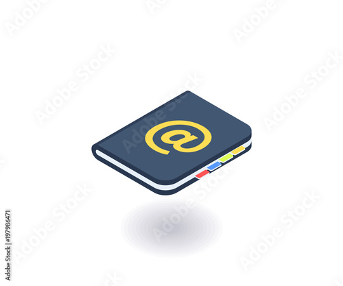 Address book icon, vector illustration in flat isometric 3D style.