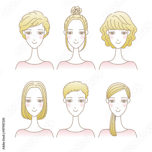 女性の髪型イラストセット ショートヘア ミディアムヘア ロングヘア Stock ベクター Adobe Stock 女性の髪型イラストセット ショートヘア ミディアムヘア ロングヘア Stock ベクター Adobe Stock