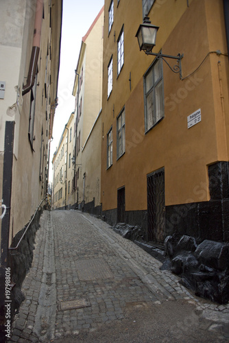 Alleys and old houses in  old town of Stockholm