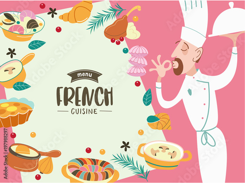 French cuisine and chef. A great set of vector dishes.