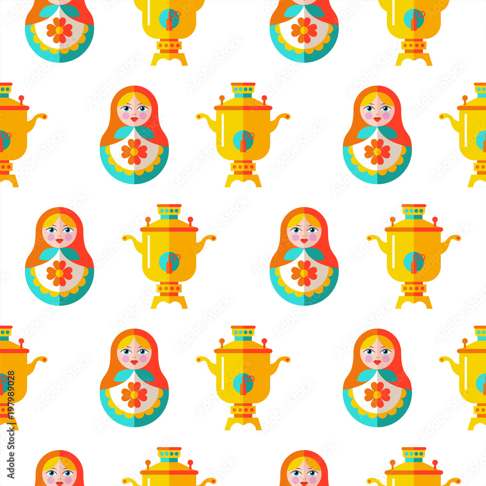 Obraz premium Seamless pattern. Russian souvenir. Vector illustration.