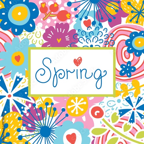 Spring card with cute flowers.