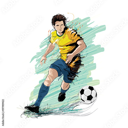 Soccer player kicking ball